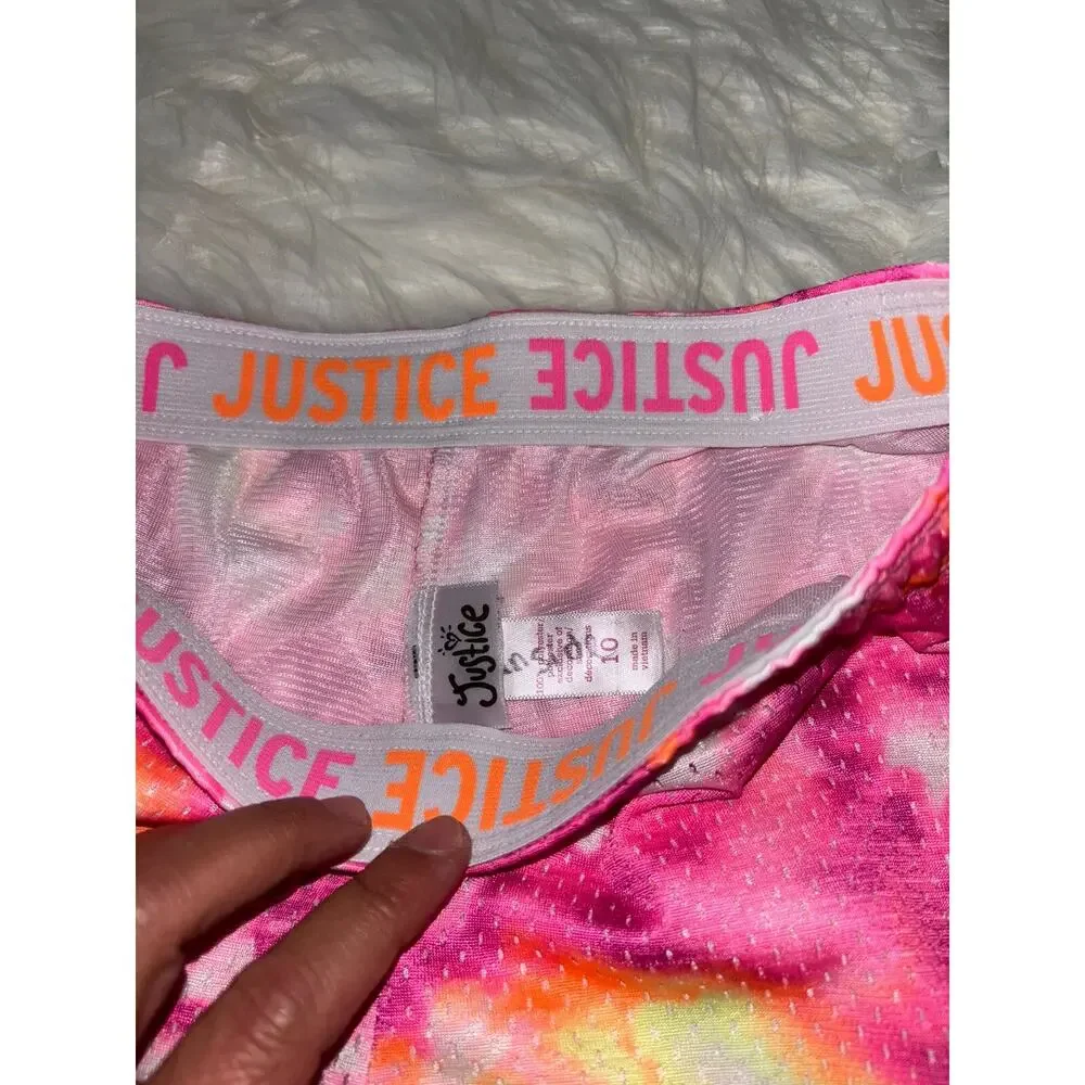 Justice Girls Sz. 10 Pink Tie Dye Design Classic Sport Shorts. Exc. Condition